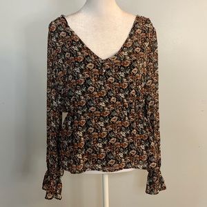 [Nordstrom Rack] Black Floral Blouse - Size Small NWT